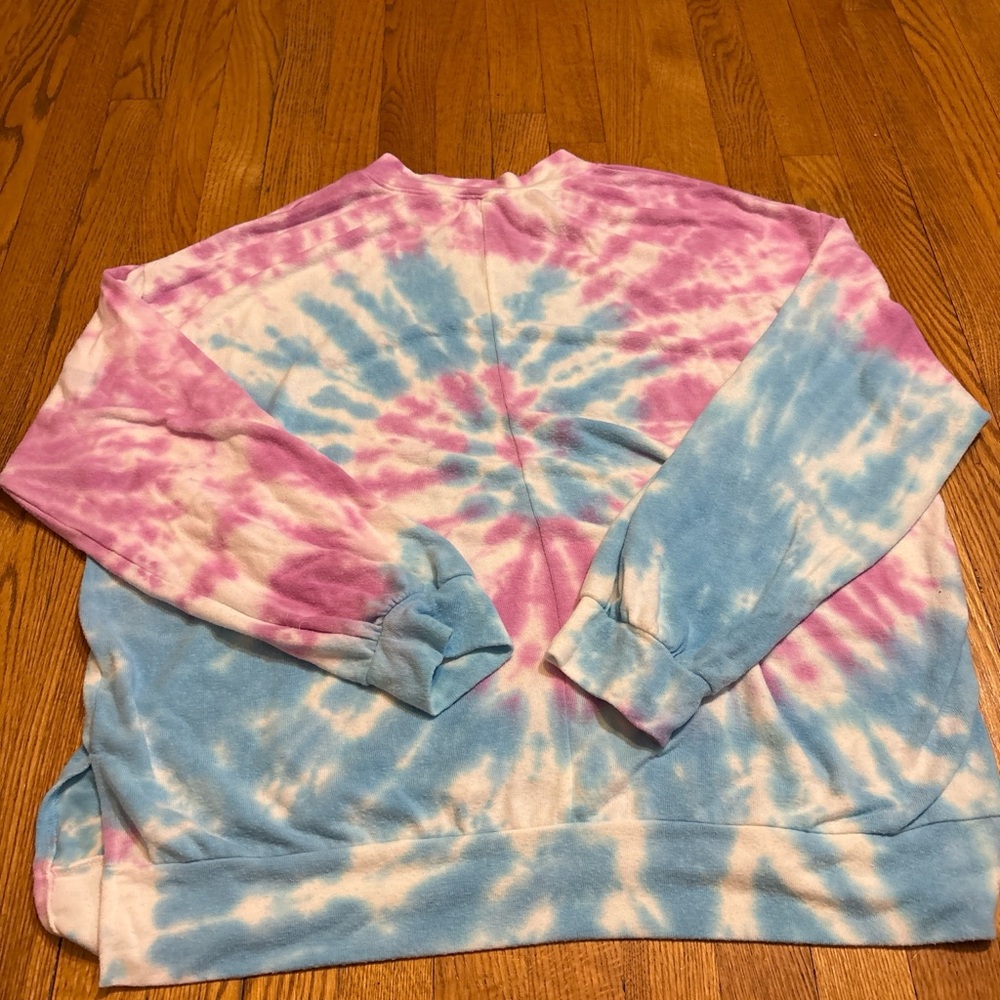 Tie-Dye Pullover Sweatshirt in Pink and Blue - Picture 6 of 6